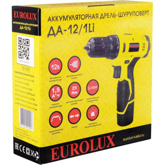 Дрель-шуруповерт Eurolux ДА-12/1Li аккум. патрон:быстрозажимной (72/14/37) от магазина РЭССИ