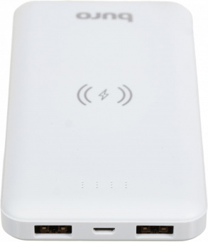 Мобильный аккумулятор Buro BPW10E 10000mAh 2A 2xUSB беспроводная зарядка белый (BPW10E10PWT) от магазина РЭССИ