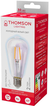 Лампа филам. Thomson Filament TH-B2342 9Вт цок.:E27 эдисон 220B 6500K св.свеч.бел.хол. ST64 (упак.:1шт) от магазина РЭССИ