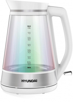 Чайник электрический Hyundai HYK-G3037 1.9л. 3000Вт белый/прозрачный (корпус: стекло) от магазина РЭССИ