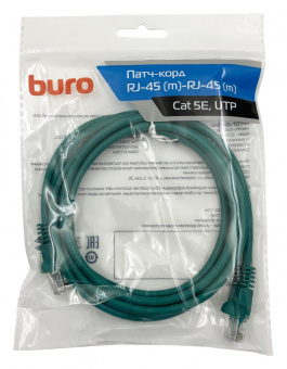 Патч-корд Buro UTP 4 пары cat5E CCA molded 2м зеленый RJ-45 (m)-RJ-45 (m) от магазина РЭССИ