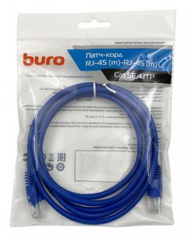 Патч-корд Buro UTP 4 пары cat5E CCA molded 2м синий RJ-45 (m)-RJ-45 (m) от магазина РЭССИ