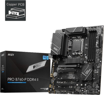 Материнская плата MSI PRO B760-P II Soc-1700 Intel B760 4xDDR5 ATX AC`97 8ch(7.1) 2.5Gg+HDMI+DP от магазина РЭССИ