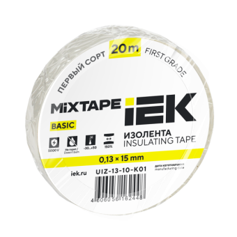 MIXTAPE BASIC Изолента 0,13х15мм белая 20м IEK от магазина РЭССИ