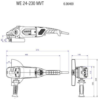 Углошлифовальная машина Metabo WE 24-230 MVT 2400Вт 6600об/мин рез.шпин.:M14 d=230мм (606469000) от магазина РЭССИ