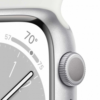 Смарт-часы Apple Watch Series 8 А2771 45мм OLED корп.серебристый рем.белый разм.брасл.:S/M (MP6P3LL/A) от магазина РЭССИ