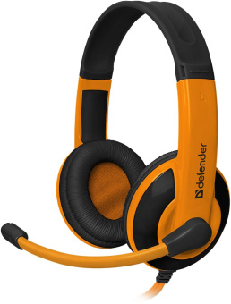 Наушники с микрофоном Defender Warhead G-120 оранжевый/черный 2м накладные оголовье (64099) от магазина РЭССИ