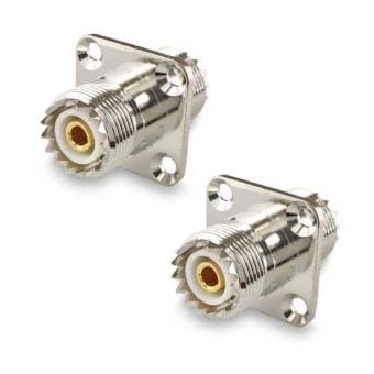 Переходник PL259(female) - PL259(female) на корпус, фланец, 4 отв. диам. 3,4 мм 18х18 мм от магазина РЭССИ