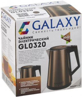 Чайник электрический Galaxy GL 0320 1.7л. 2000Вт бронзовый/черный (корпус: нержавеющая сталь/пластик) от магазина РЭССИ