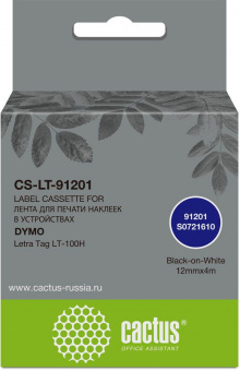 Картридж ленточный Cactus CS-LT-91201 91201 черный/белый для Dymo Letra Tag LT-100H от магазина РЭССИ