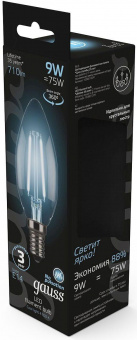 Лампа филам. Gauss 9Вт цок.:E14 свеча 220B 4100K св.свеч.бел.ней. C37 (упак.:10шт) (103801209) от магазина РЭССИ