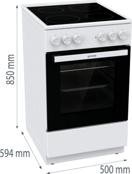 Плита Электрическая Gorenje GEC5A12WG-B белый стеклокерамика (без крышки) от магазина РЭССИ