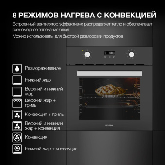 Духовой шкаф Электрический Hyundai HEO 66411 BG черный от магазина РЭССИ