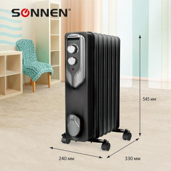 Масляный обогреватель SONNEN Dfn-07bl 1500 Вт 7 секций черный 455310 от магазина РЭССИ