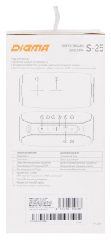 Колонка порт. Digma S-25 черный 10W 1.0 BT/3.5Jack/USB 2400mAh (SP2510B) от магазина РЭССИ