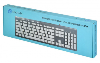Клавиатура Оклик 480M черный/серый USB slim Multimedia от магазина РЭССИ