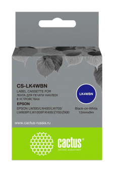 Картридж ленточный Cactus CS-LK4WBN черный для Epson LW300/LW400/LW700/LW600P/LW1000P от магазина РЭССИ