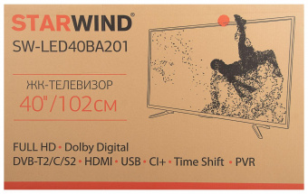 Телевизор LED Starwind 40" SW-LED40BA201 черный FULL HD 60Hz DVB-T DVB-T2 DVB-C DVB-S DVB-S2 (RUS) от магазина РЭССИ