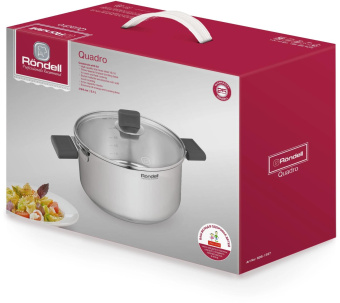Кастрюля Rondell Quadro RDS-1597 5.1л. d=24см (с крышкой) стальной от магазина РЭССИ