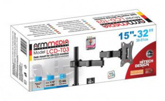 Кронштейн для мониторов Arm Media LCD-T03 черный 15"-32" макс.7кг настольный поворот и наклон верт.перемещ. от магазина РЭССИ