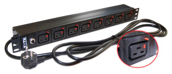Блок распределения питания Lanmaster TWT-PDU-16A8C9L-3.0 верт.размещ. 8xC19 базовые 16A Schuko 3м от магазина РЭССИ