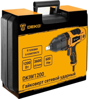 Гайковерт Deko DKIW1200 1200Вт патрон:квад.1/2" (кейс в комплекте) (085-1125) от магазина РЭССИ