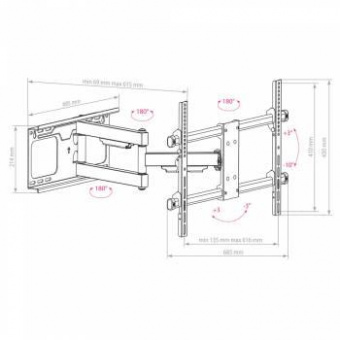 Кронштейн для телевизора Arm Media PARAMOUNT-60 черный 32"-75" макс.60кг настенный поворот и наклон от магазина РЭССИ