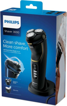 Бритва роторная Philips Series 3000 S3333/54 реж.эл.:3 питан.:аккум. черный/золотистый от магазина РЭССИ