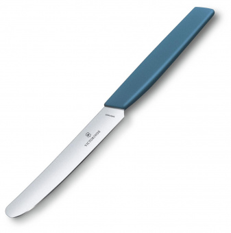 Нож кухонный Victorinox Swiss Modern (6.9006.112) стальной столовый лезв.110мм прямая заточка синий от магазина РЭССИ