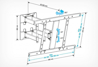 Кронштейн для телевизора Holder LCD-SU6602-B черный 26"-60" макс.45кг настенный поворот от магазина РЭССИ
