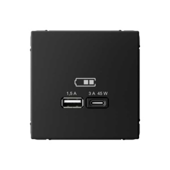 ARTGALLERY USB розетка A + тип-C 45Вт высокоскор.заряд. QC, PD, механизм, карбон от магазина РЭССИ