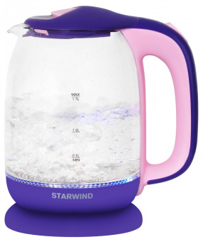Чайник электрический Starwind SKG1513 1.7л. 2200Вт фиолетовый/розовый (корпус: стекло) от магазина РЭССИ
