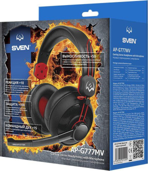 Наушники с микрофоном Sven AP-G777MV черный/красный 1.2м мониторные оголовье (SV-014209) от магазина РЭССИ