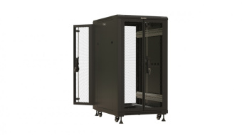 Шкаф серверный Hyperline (TTBR-2268-DD-RAL9004) напольный 22U 600x800мм пер.дв.перфор. задн.дв.перфор. 2 бок.пан. 1000кг черный 710мм 1166мм IP20 от магазина РЭССИ