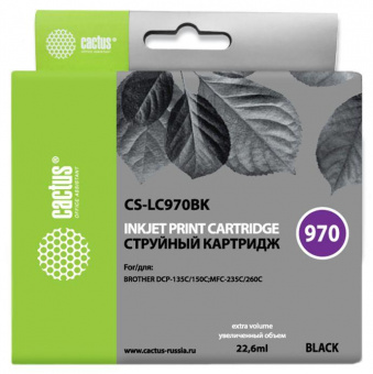 Картридж струйный Cactus CS-LC970BK черный (22.6мл) для Brother DCP-135C/150C/MFC-235C/260C от магазина РЭССИ