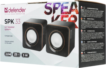 Колонки Defender SPK 33 2.0 черный/оранжевый 5Вт портативные от магазина РЭССИ