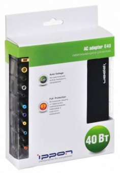 Блок питания Ippon E40 автоматический 40W 18.5V-20V 11-connectors 0.7A от бытовой электросети LED индикатор от магазина РЭССИ