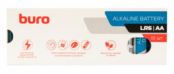Батарея Buro Alkaline LR6 AA (10шт) коробка от магазина РЭССИ