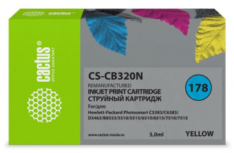 Картридж струйный Cactus CS-CB320N(CS-CB320) №178 желтый (5мл) для HP PS B8553/C5383/C6383/D5463/5510 от магазина РЭССИ