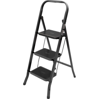 Стремянка Zalger Jet Black 3 широкие ступени с ковриком сталь 9910-3 от магазина РЭССИ