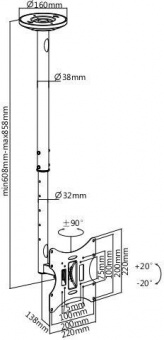 Кронштейн для телевизора Ultramounts UM890 черный 17"-43" макс.30кг потолочный поворотно-выдвижной и наклонный от магазина РЭССИ