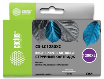 Картридж струйный Cactus CS-LC1280XC голубой (16.6мл) для Brother MFC-J6510/6910DW от магазина РЭССИ