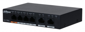 Коммутатор Dahua DH-PFS3006-4GT-60 4x100Mb 3PoE+ 60W неуправляемый от магазина РЭССИ