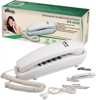 Телефон проводной Ritmix RT-005 белый от магазина РЭССИ