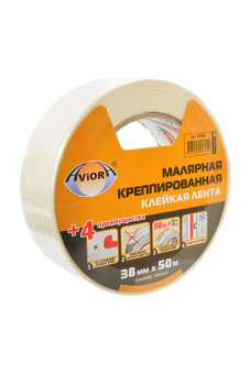 Крепированная клейкая бумажная малярная лента AVIORA 38 мм 50 м 304-009 от магазина РЭССИ