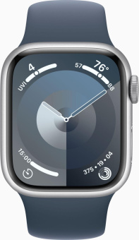 Смарт-часы Apple Watch Series 9 A2978 41мм OLED корп.серебристый Sport Band рем.синий разм.брасл.:130-180мм (MR903LL/A) от магазина РЭССИ