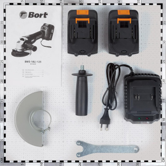 Углошлифовальная машина Bort BWS-18Li-125 1000Вт 9000об/мин рез.шпин.:M14 d=125мм (93722340) от магазина РЭССИ