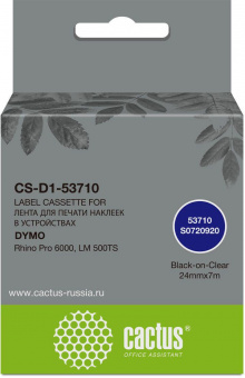 Картридж ленточный Cactus CS-D1-53710 53710 черный/прозрачный для Dymo Rhino Pro 6000, LM 500TS от магазина РЭССИ
