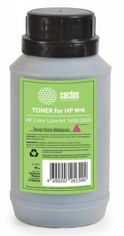 Тонер Cactus CS-THP6M-90 пурпурный флакон 90гр. для принтера HP CLJ 1600/2600 от магазина РЭССИ
