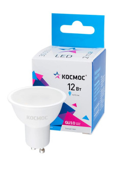 Лампа светодиодная КОСМОС 12wGU10C45 12Вт GU10 4500K BL1 от магазина РЭССИ